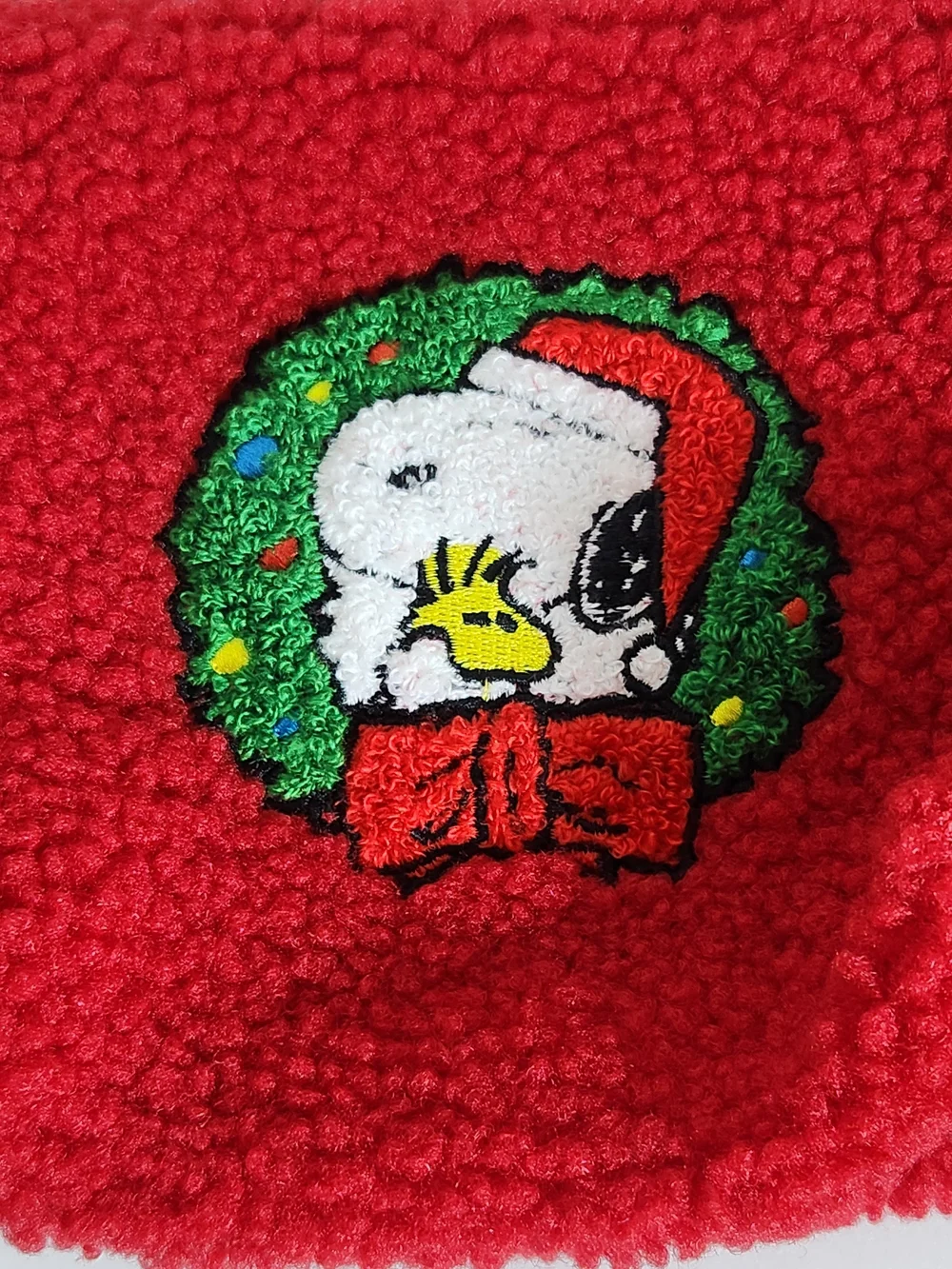 Maurices Snoopy and Woodstock Red Christmas Sherpa Makeup Bag NWT